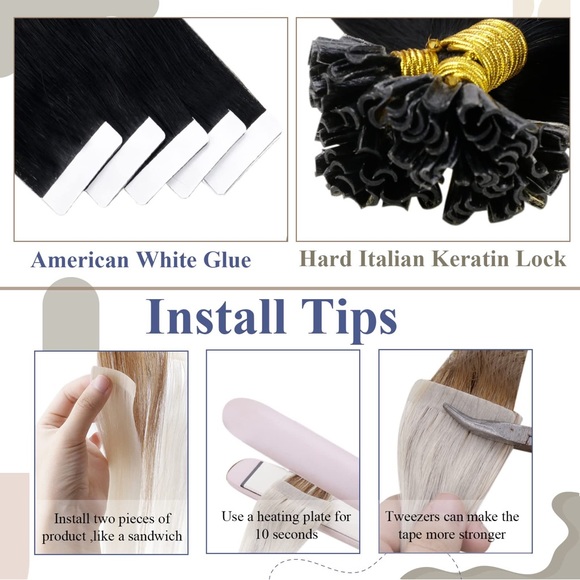 HUMAN HAIR 16” Remy Tape in Extensions Balayage Dark Brown-Platinum Blonde Ombre - Picture 4 of 7